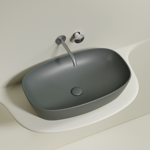 Раковина из сантехнического фарфора Ceramica Nova ELEMENT CN6049MH 60х40 накладная цвет черный без отверстий под смеситель - фото 5